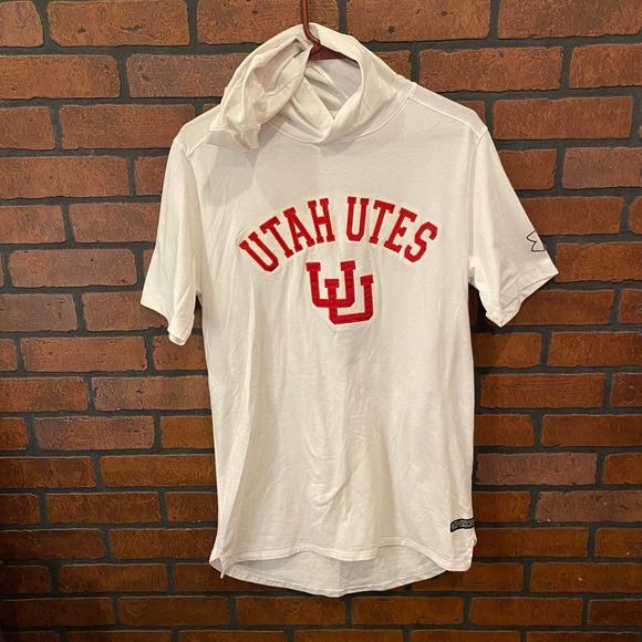 Under Armour Utah Utes Team Issue Throwback Short Sleeve Hoodie Men’s Sz SM - Picture 1 of 7